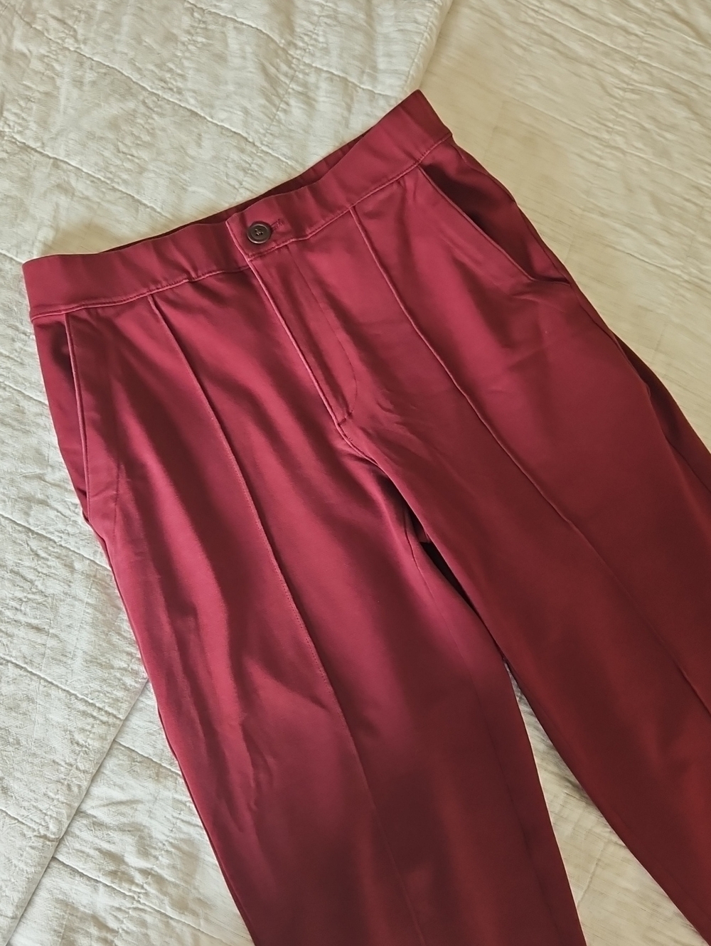 Women's Elastic Waist Burgandy Pants